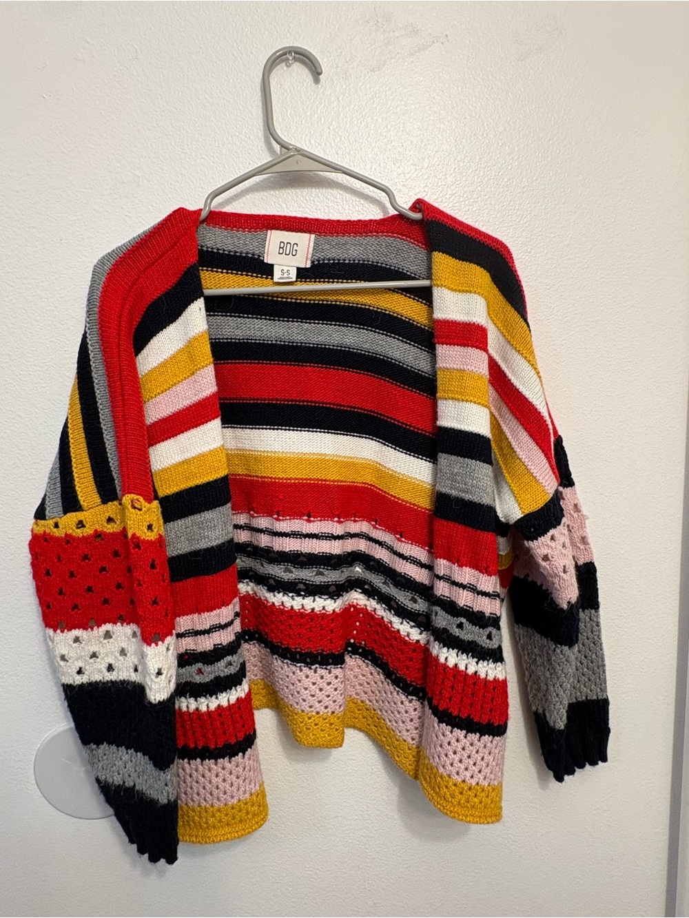 BDG Multicolor Striped Open-Front Knit Cardigan